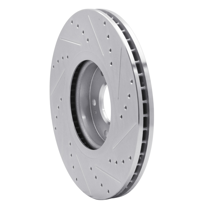 Hyundai Veracruz Brake Rotor (1) - Front Left - R1 Concepts - Drilled & Slotted - Silver - `07-`12